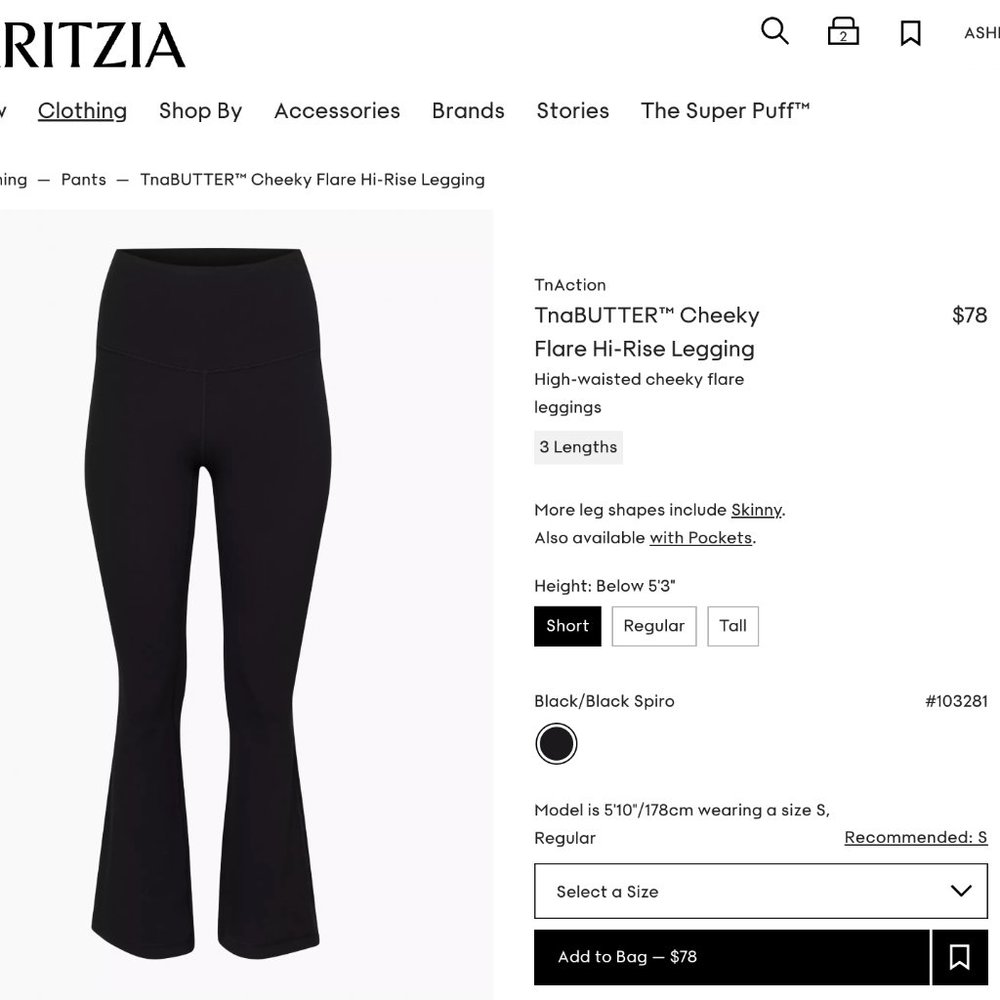 Aritzia - TnaBUTTER Cheeky Flare leggings